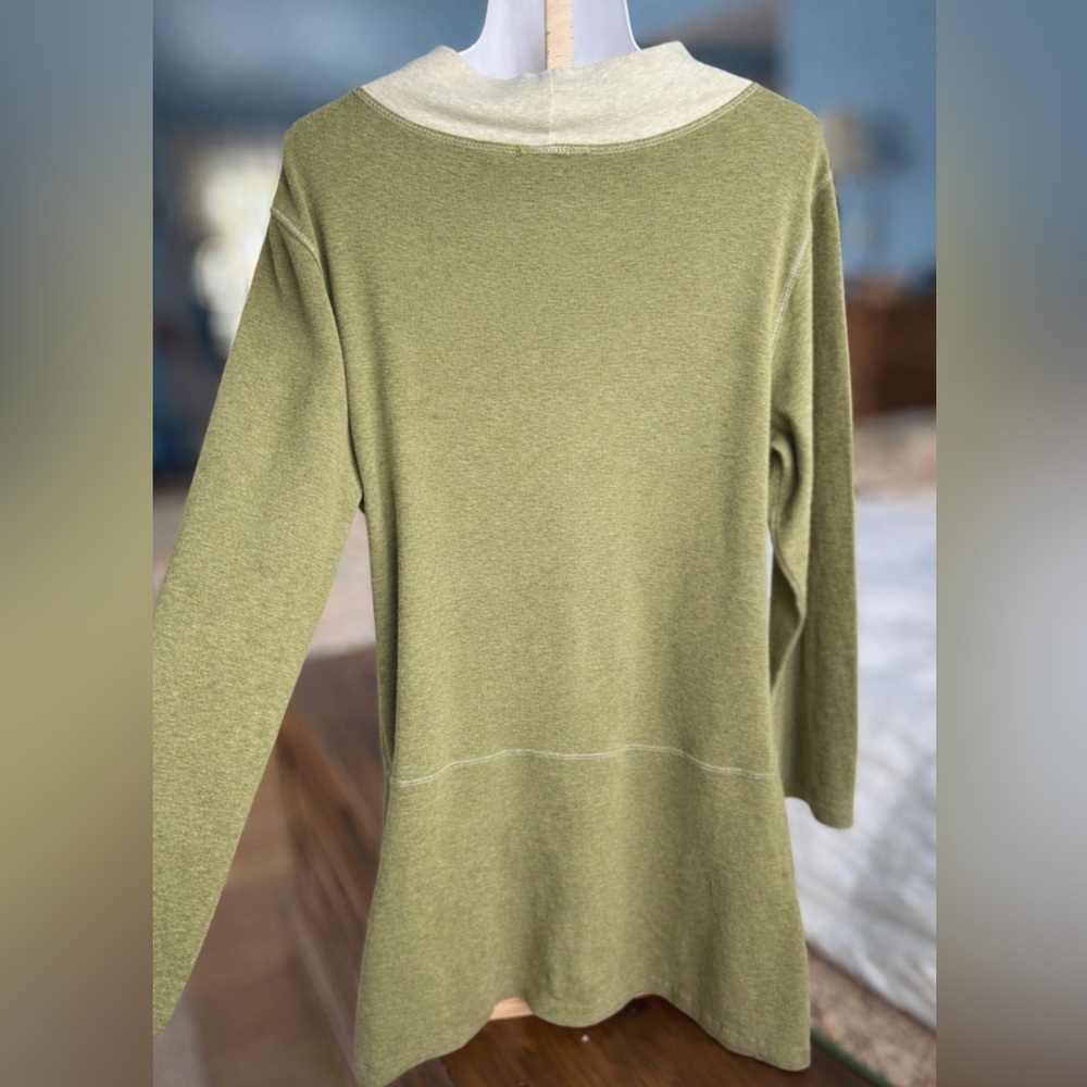 CHALET-Long Sleeve Cozy Tunic Dress, sage, Large. - Picture 3 of 8